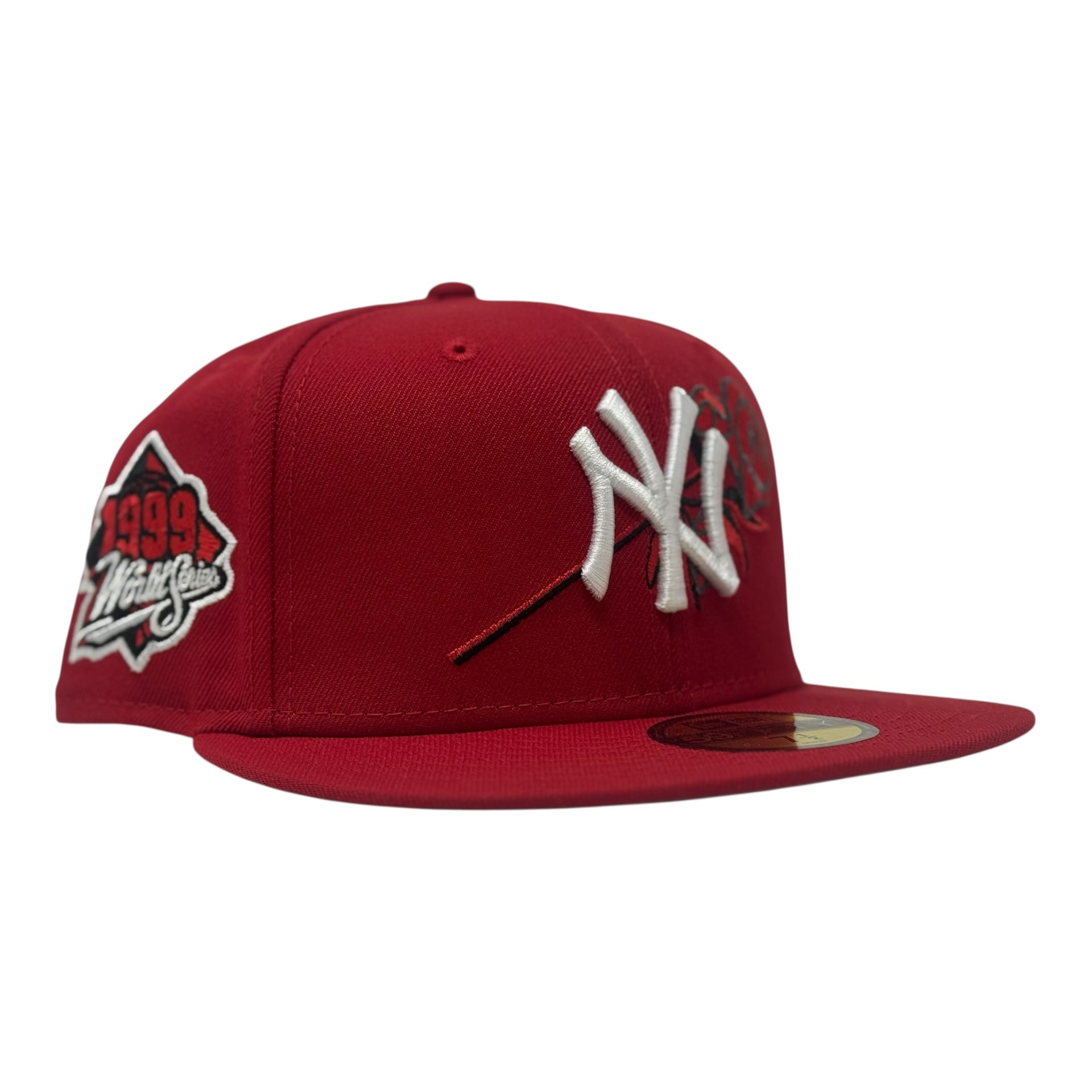 New York Yankees 1999 World Series Floral Logo Fitted Hat-Red
