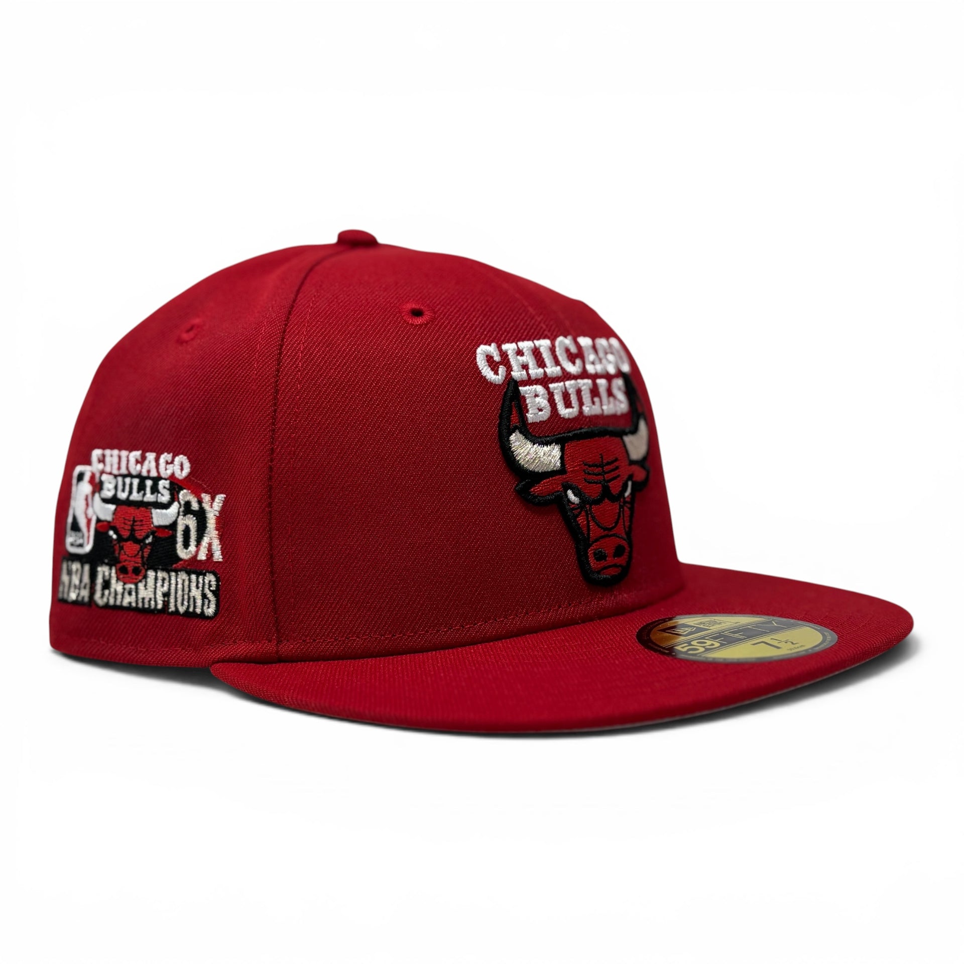 Chicago Bulls 6X NBA Champions Fitted Hat - Red