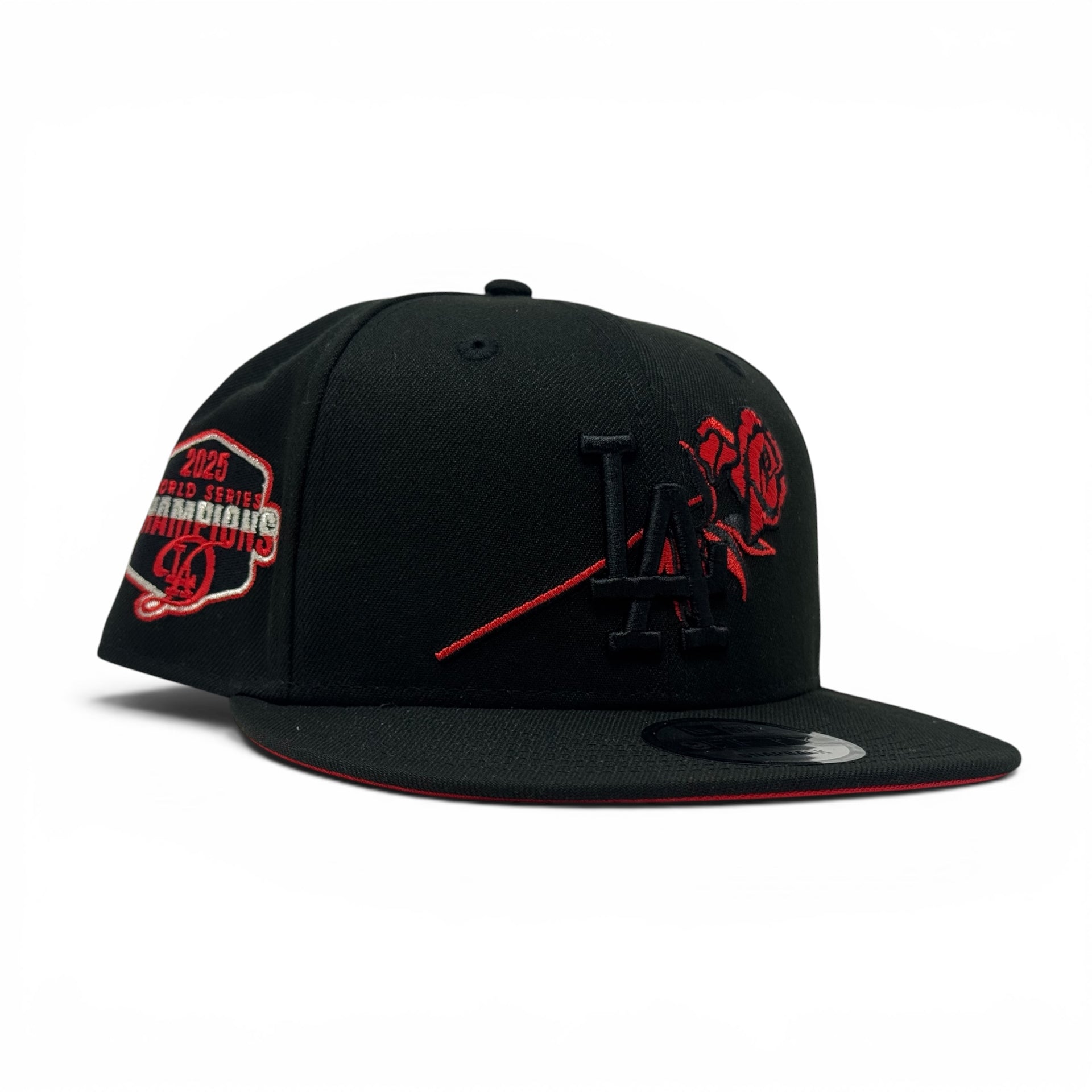 Los Angeles Dodgers 2025 World Champions Floral Logo Snapback-Black
