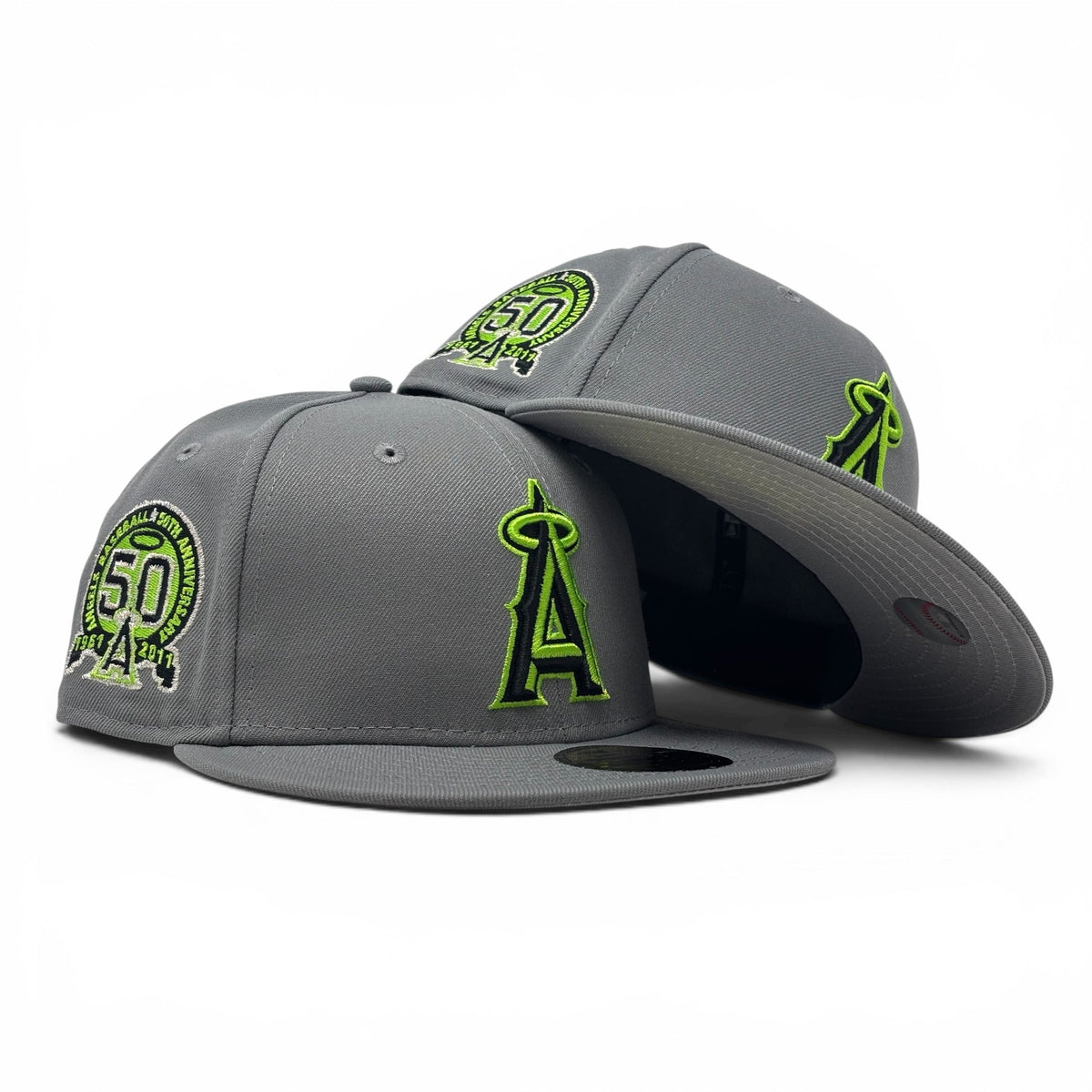 Los Angeles Angels 50th Anniversary Fitted Hat-Gray Lime