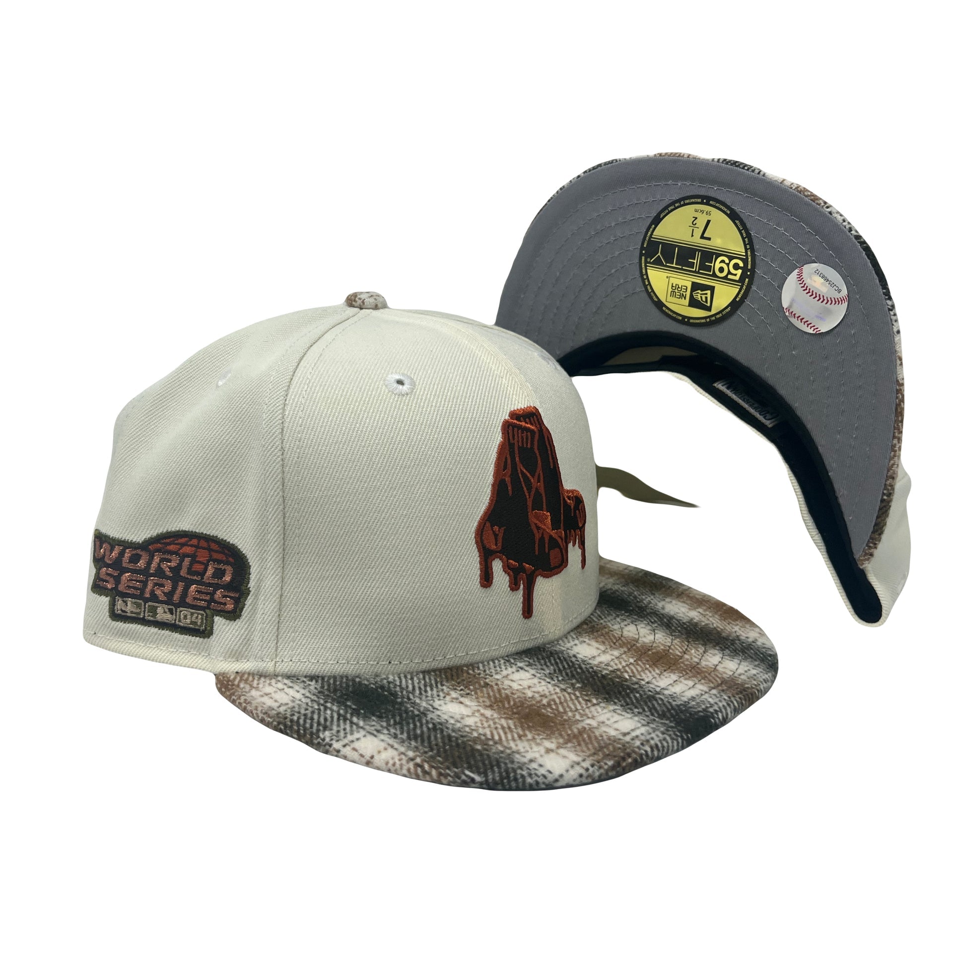 Boston Red Sox 2004 World Series "Flannel Plaid Visor" New Era Fitted Hat