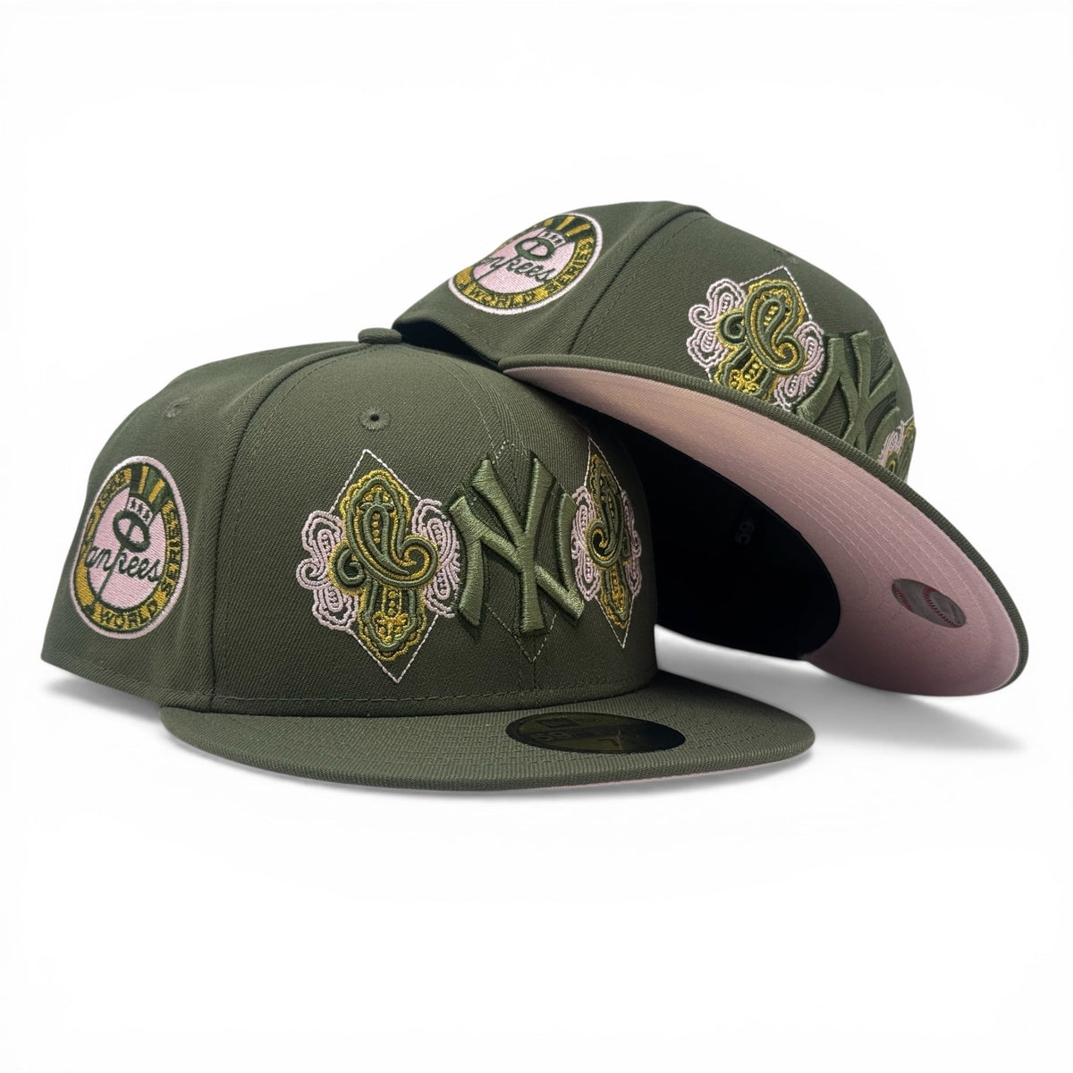 New York Yankees 1962 World Series Paisley Fitted Hat- Olive Green