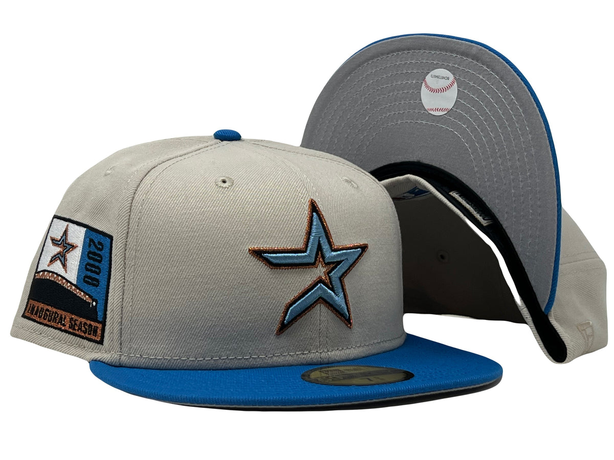 Houston Astros Stone Pack Blue Jewel Visor New Era Fitted HatStone Pack Houston Astros 2010 Inaugural Season New Era Fitted Hat