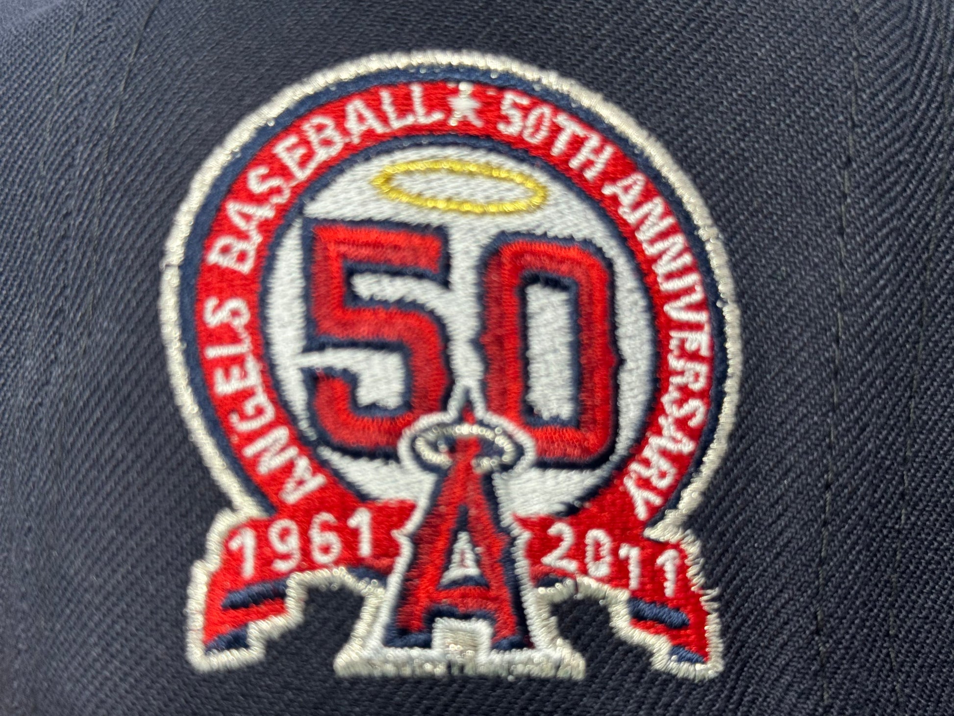 Los Angeles Angels 50th Anniversary Fitted Hats-Navy Blue