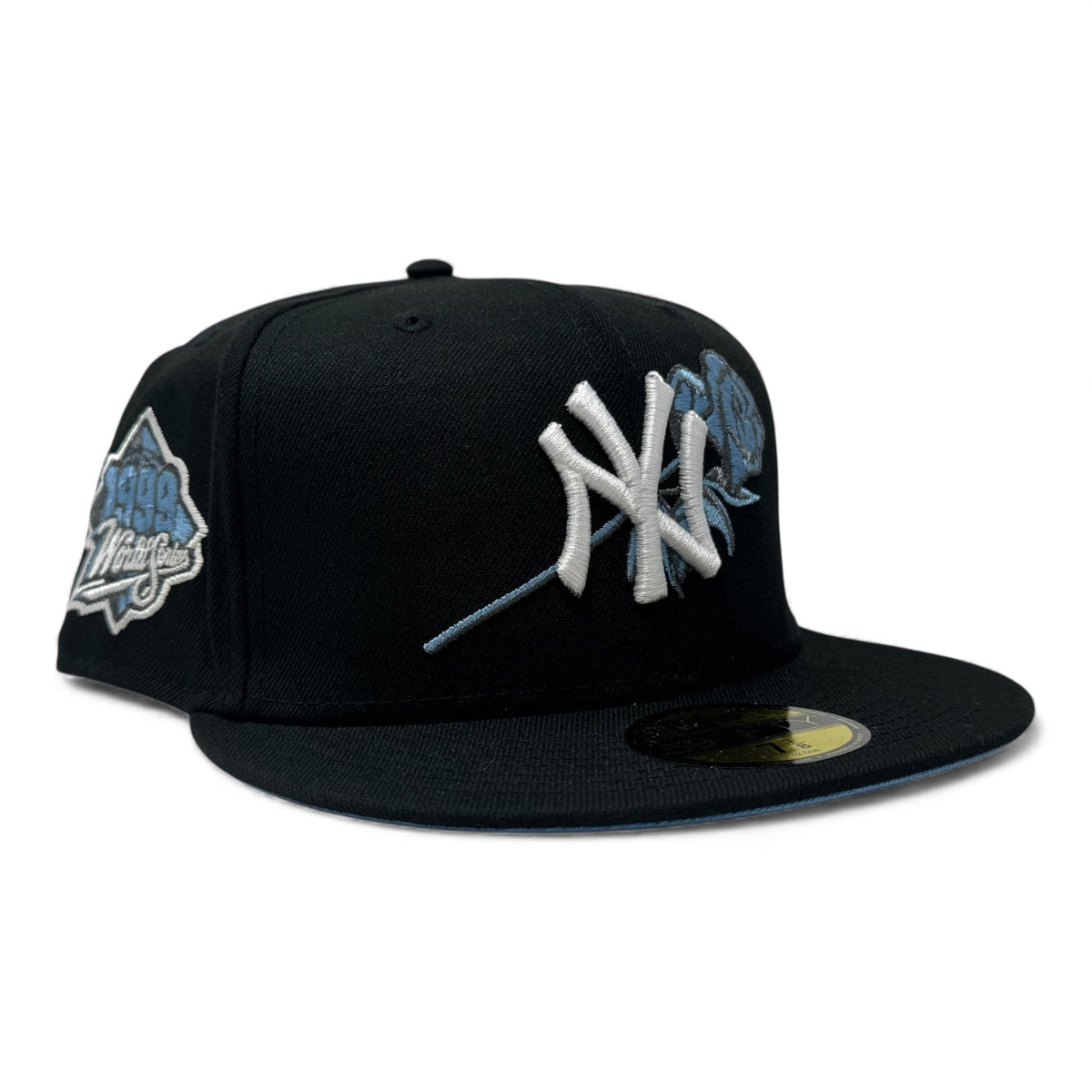 New York Yankees 1999 World Series Floral Logo Fitted Hat-Black Sky