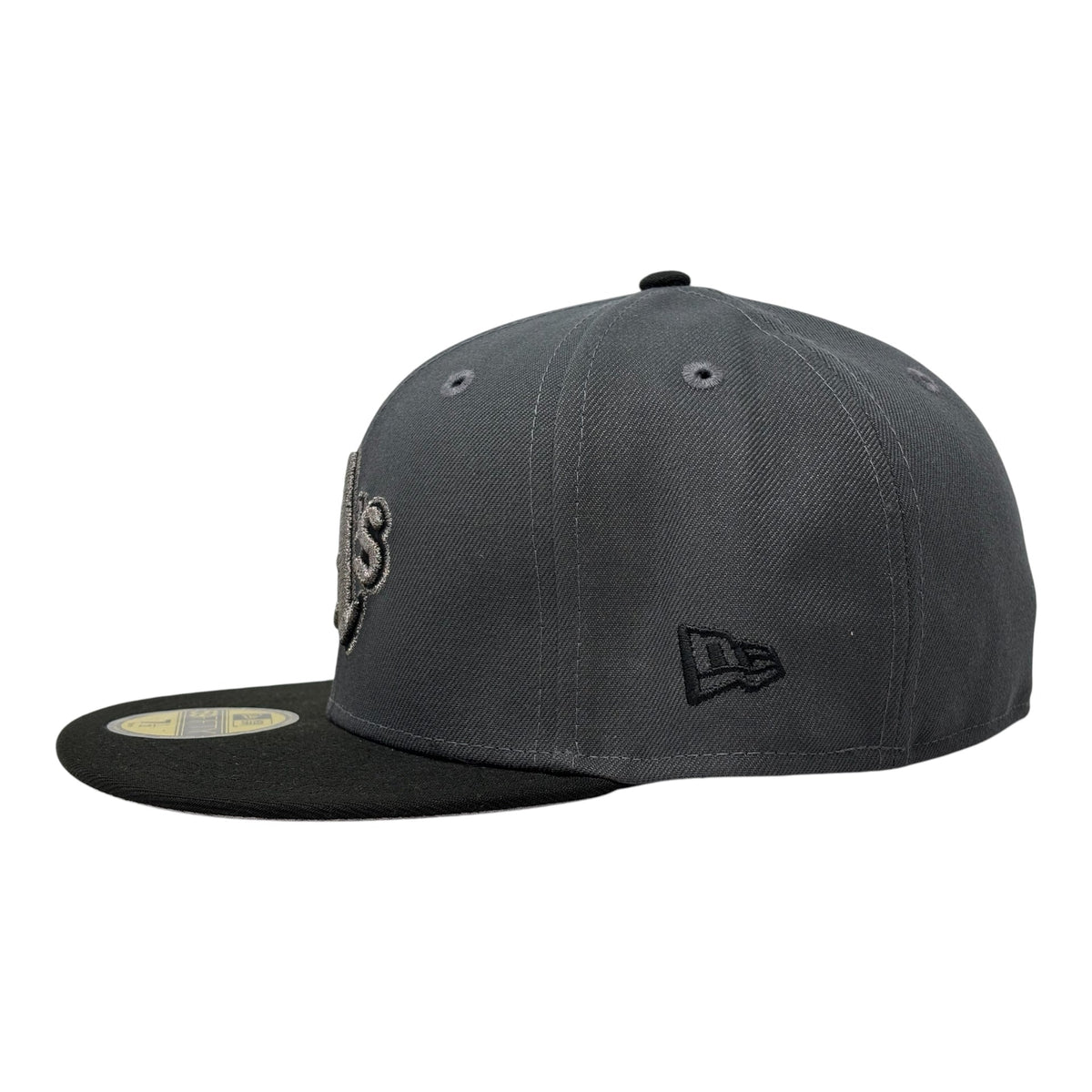 Oakland Athletics 1989 World Series Metallic Logo Fitted Hat- Dark Gray Black
