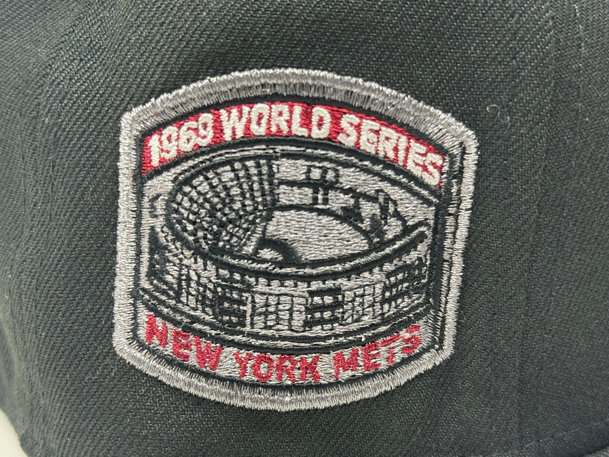 New York Mets 1969 World Series Red Brim Fitted Hats-Black