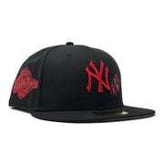 New York Yankees 1996 World Series Floral Logo Fitted Hat-Black Red