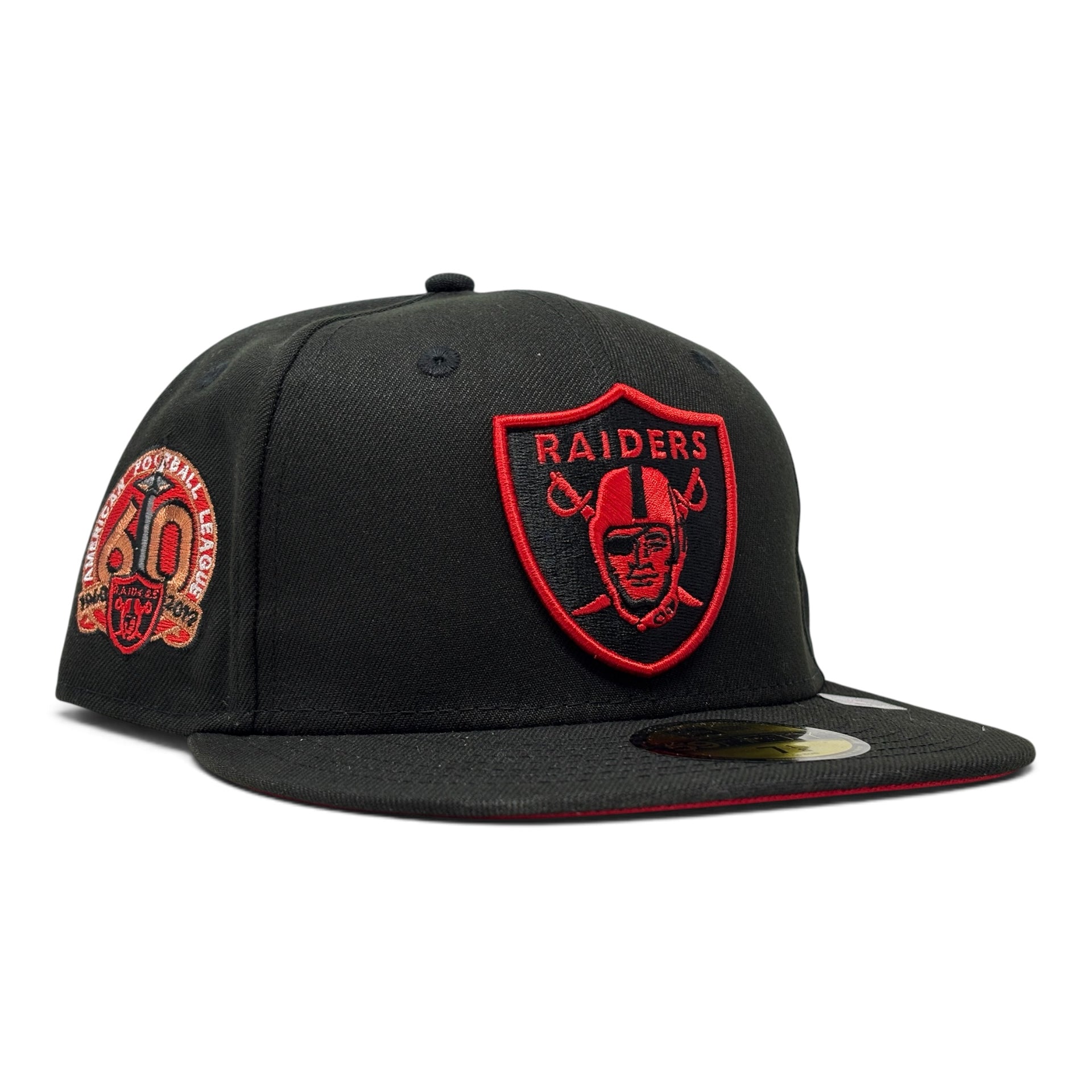Oakland Raiders 60th Anniversary Red Brim 59Fifty Fitted Hats-Black