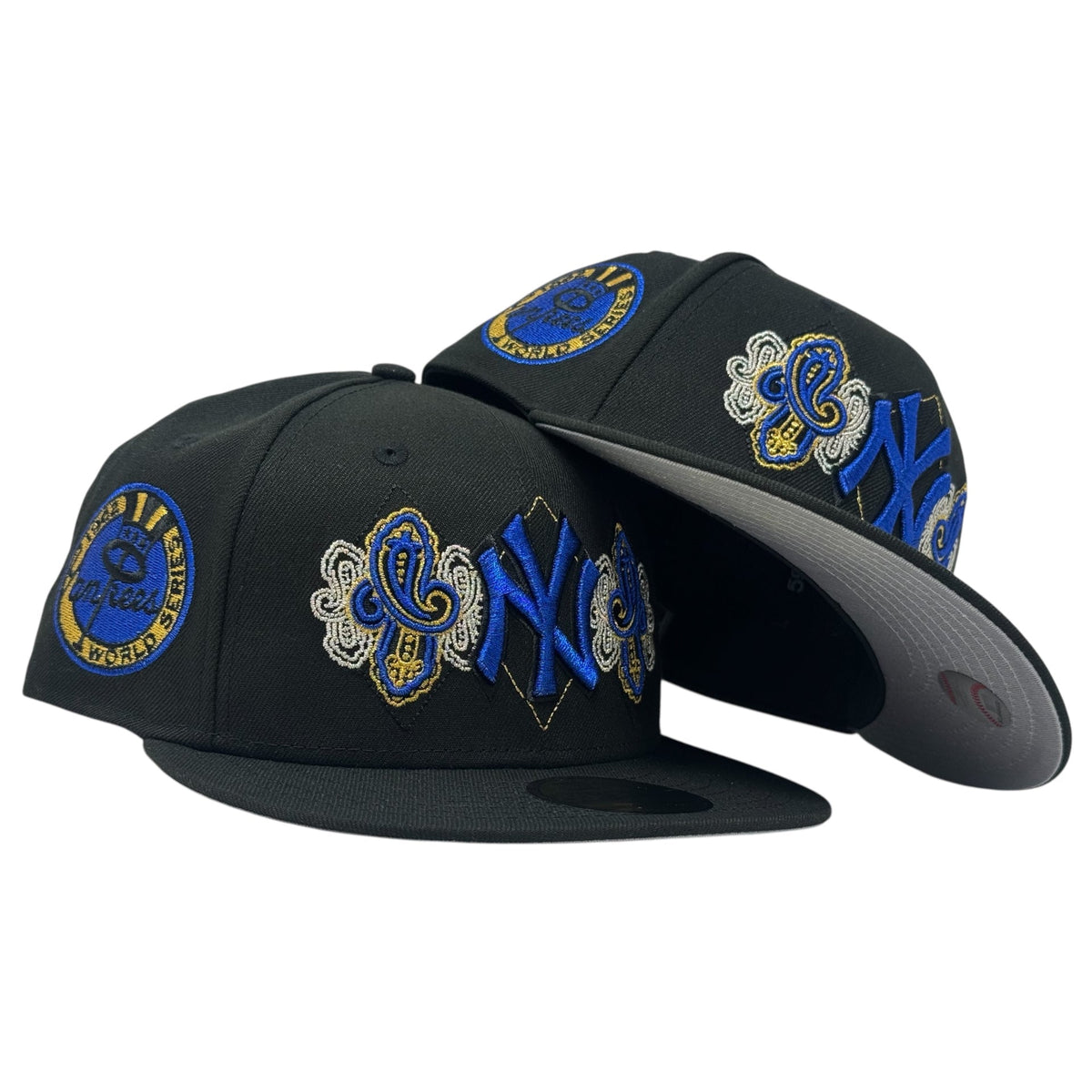 New York Yankees 1962 World Series Paisley Fitted Hat-Black Royal