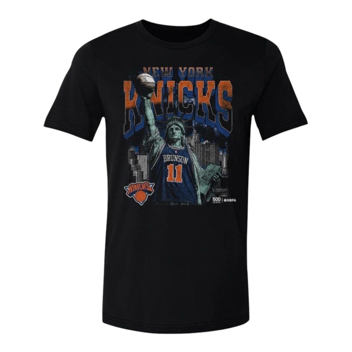Jalen Brunson New York Knicks 500 Level Statue of Liberty T-Shirt - Black