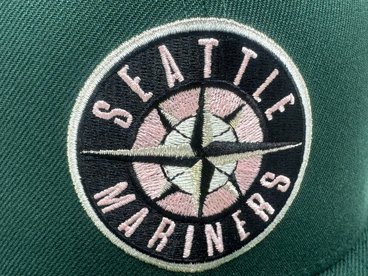 Seattle Mariners 30th Anniversary Pink Brim Fitted Hats-Green
