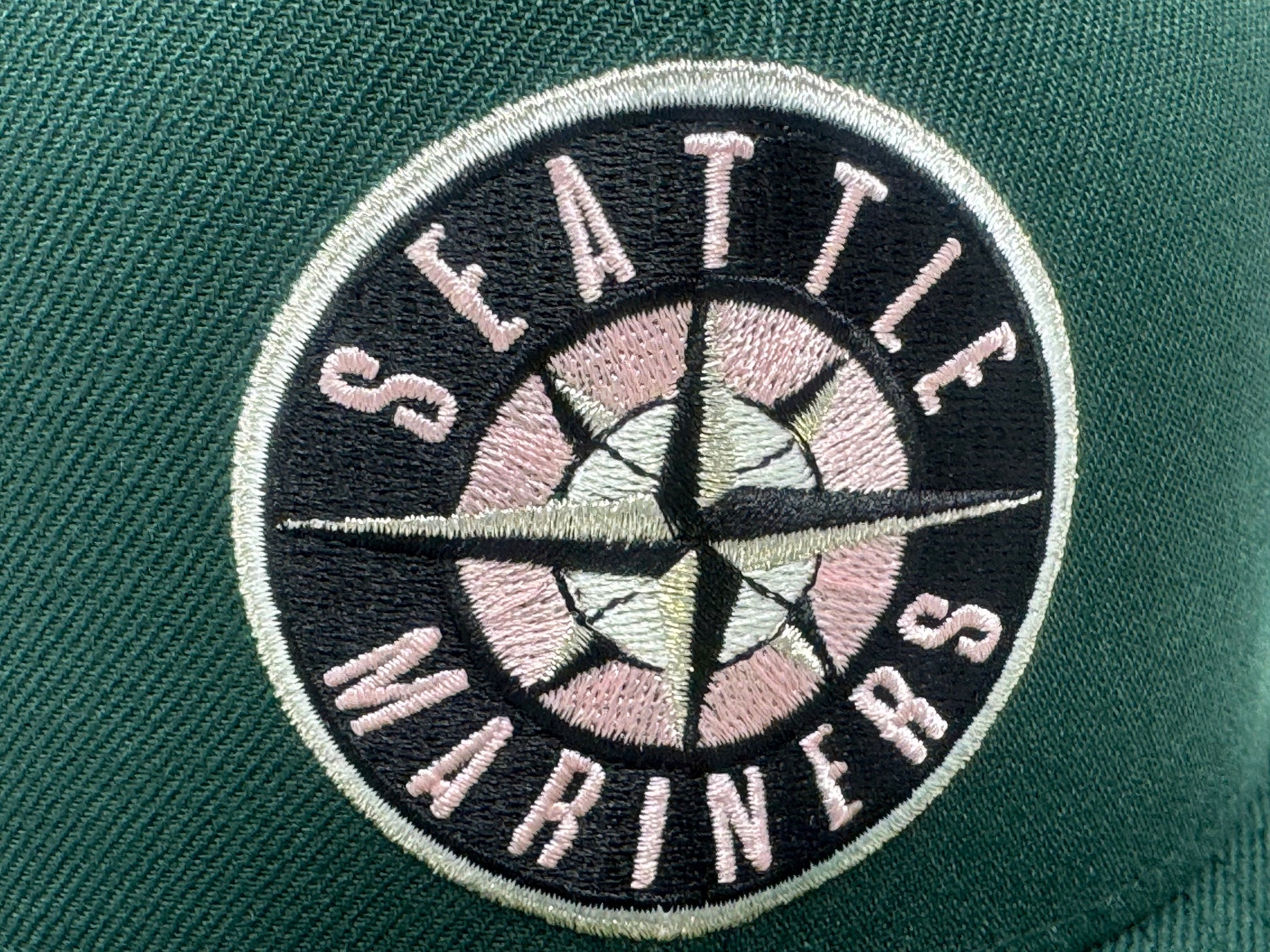 Seattle Mariners 30th Anniversary Pink Brim Fitted Hats-Green