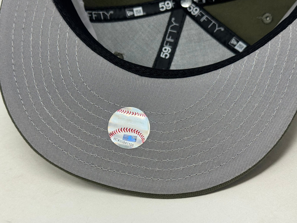 New York Yankees 25th Anniversary Champions Shadow Logo Fitted Hats-Olive