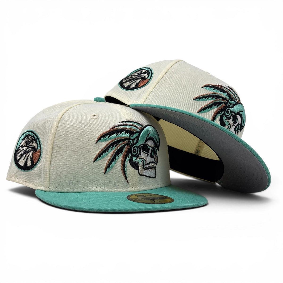 Aztec Skull Warriors New Era Fitted Hat-Chrome Mint