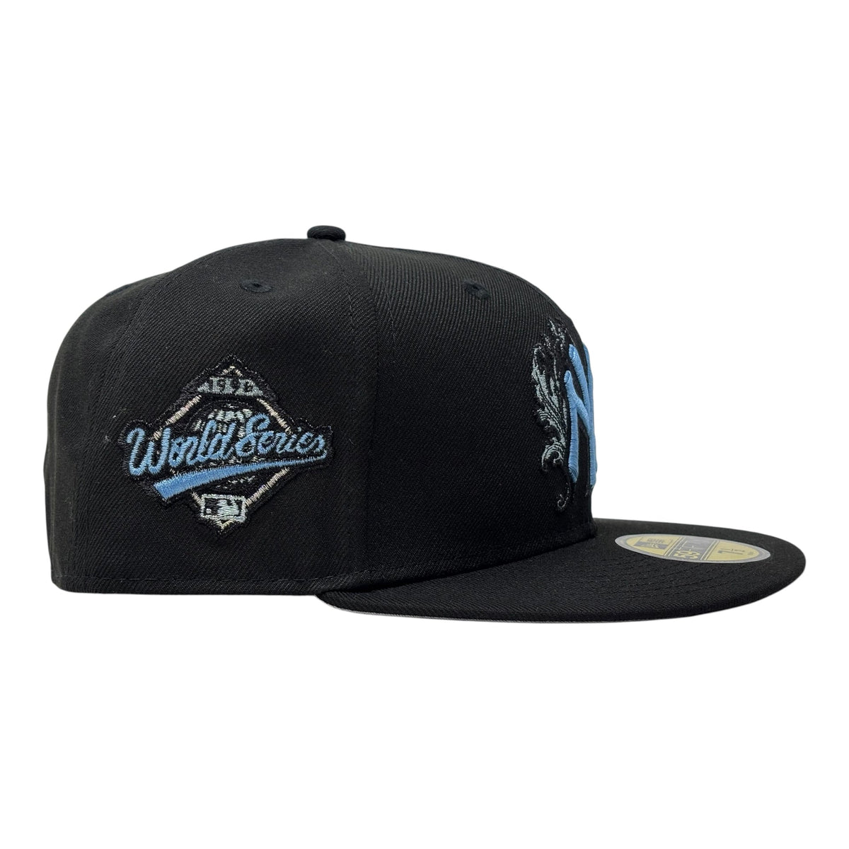 New York Yankees 1996 World Series iconic interlocking Fitted Hats-Black Sky
