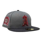 Los Angeles Angels 50th Anniversary Red Brim Fitted Hats-Gray