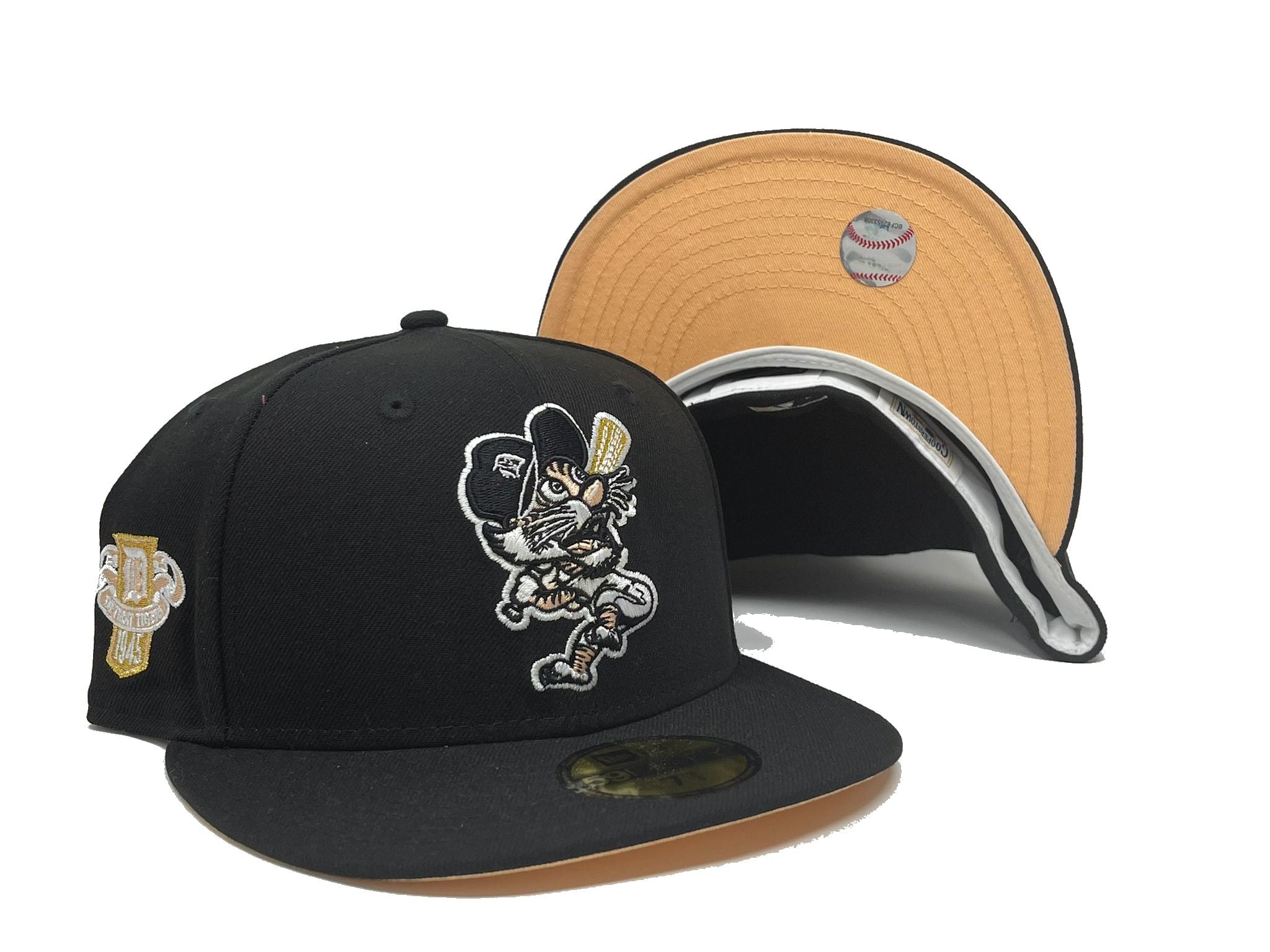 DETROIT TIGERS 1945 WORLD SERIES BLACK PEACH BRIM NEW ERA FITTED HAT