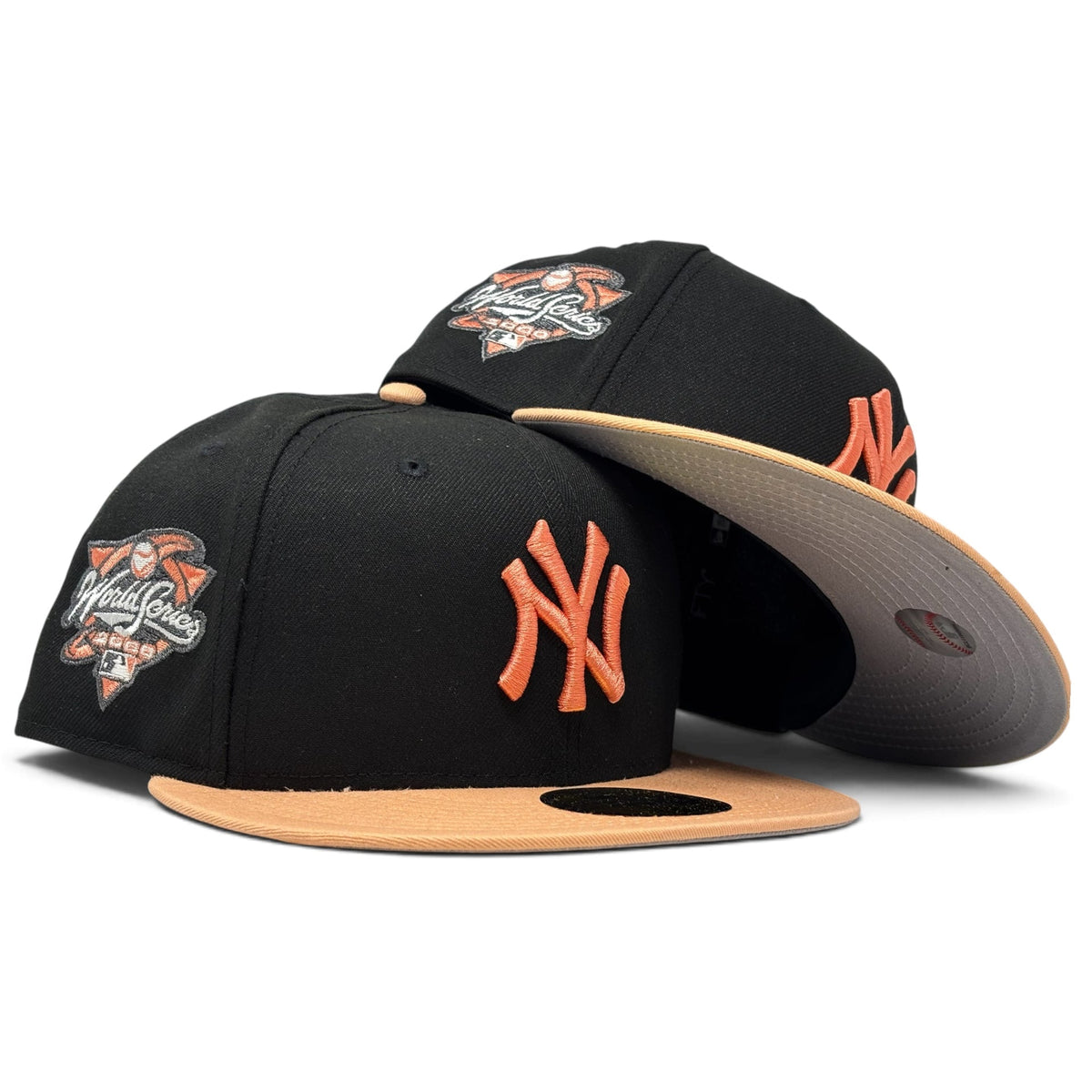 New York Yankees 2000 World Series 59Fifty New Era Fitted Hats- Black Peach