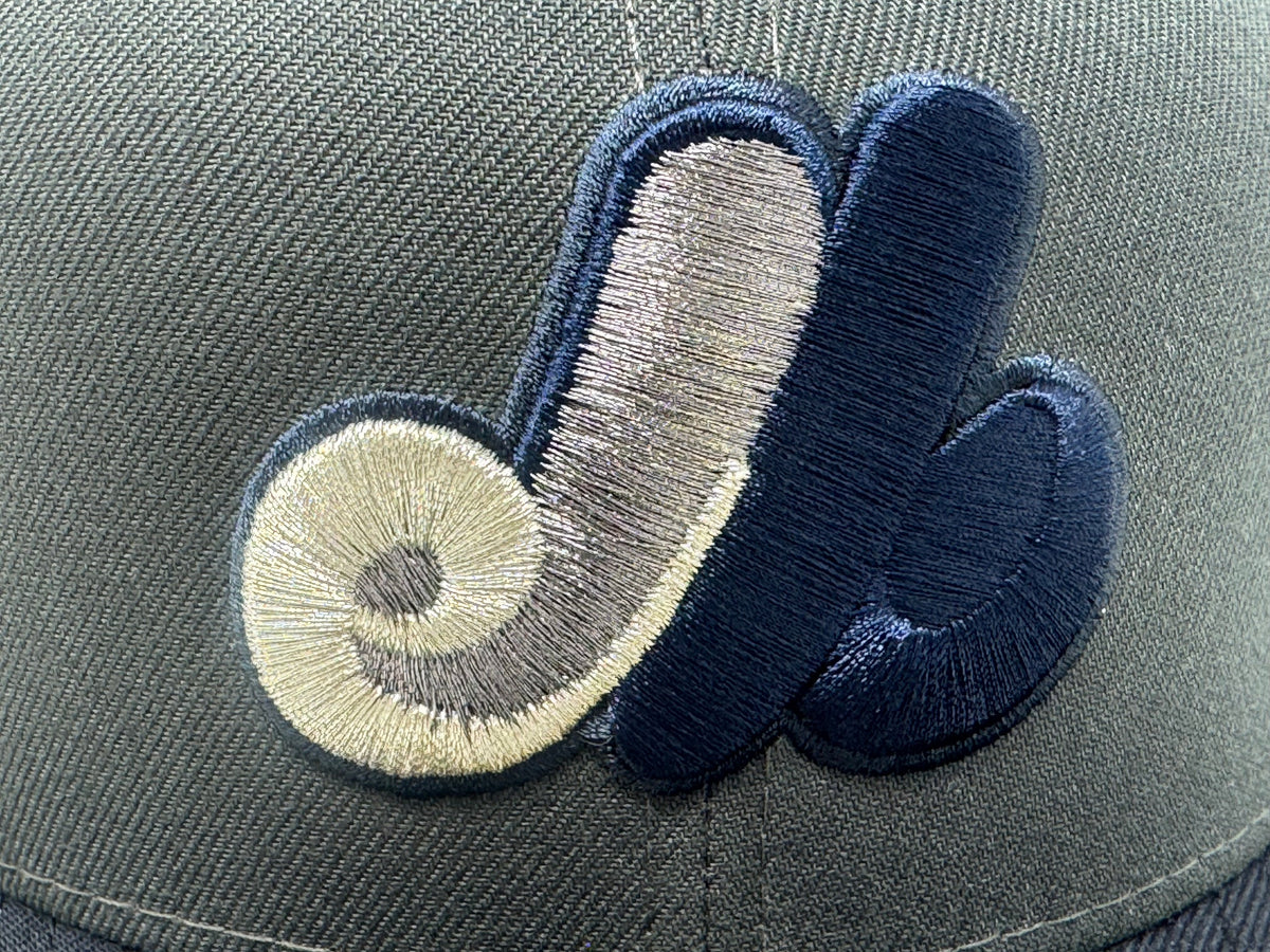 Montreal Expos 35th Anniversary Fitted Hats to Match OG Flint 13-Dark Gray Navy