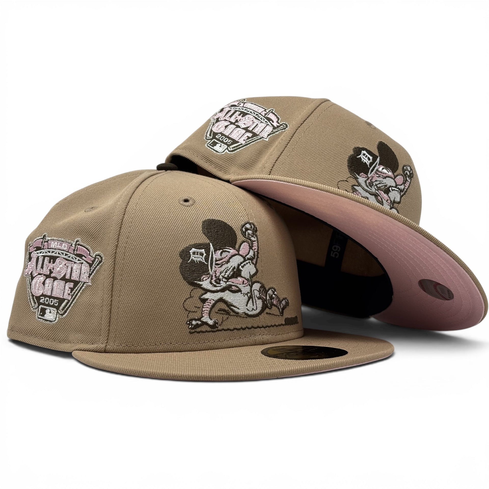 Detroit Tigers 2005 All Star Game Sliding Kitty Fitted Hats- Camel