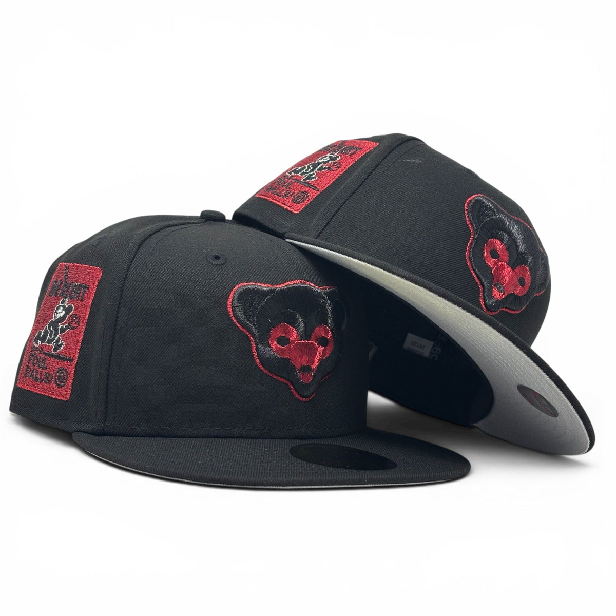 Chicago Cubs Be Alert Foul Ball New Era Fitted Hats-Black Red