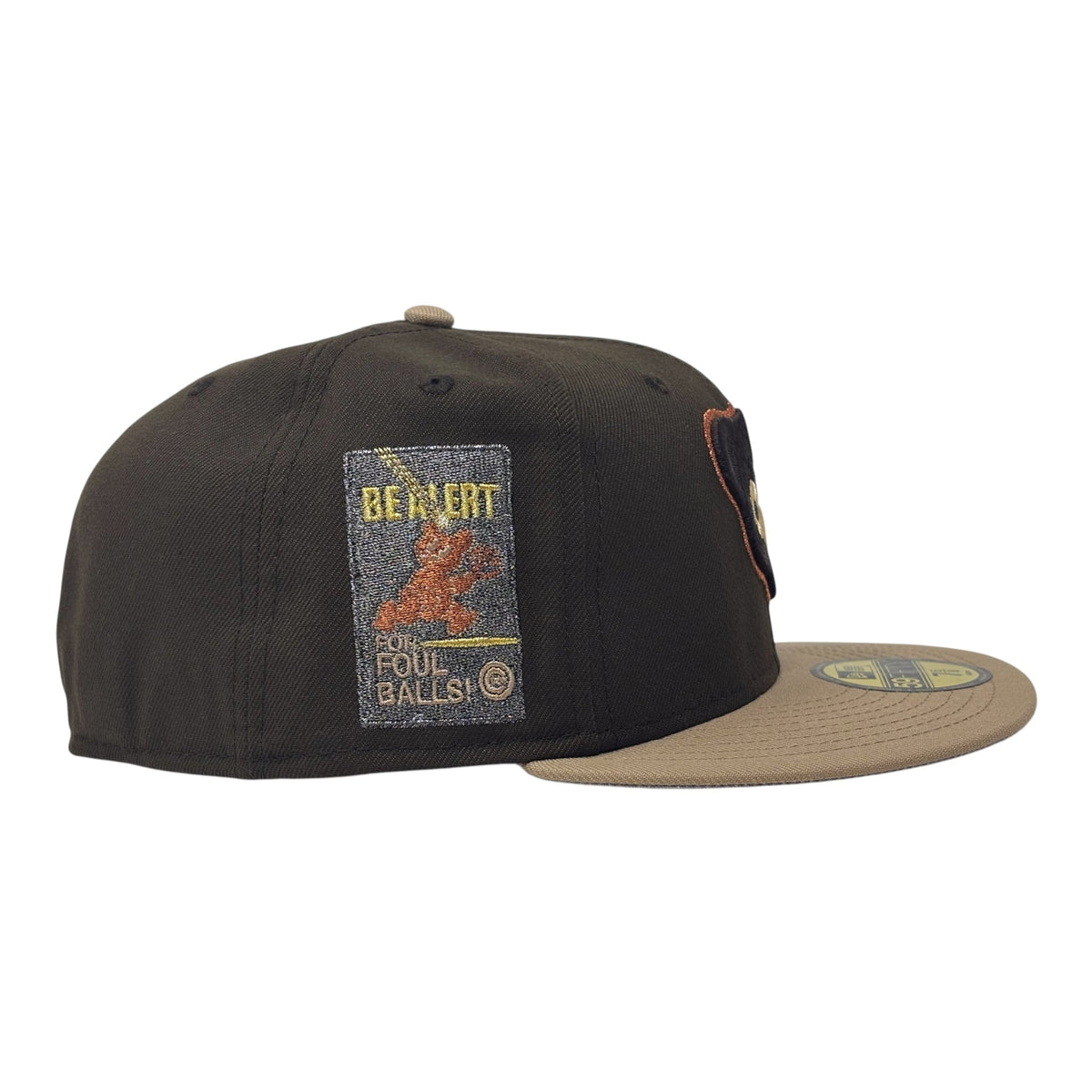 Chicago Cubs Be Alert Foul Ball Logo Fitted Hats-Walnut
