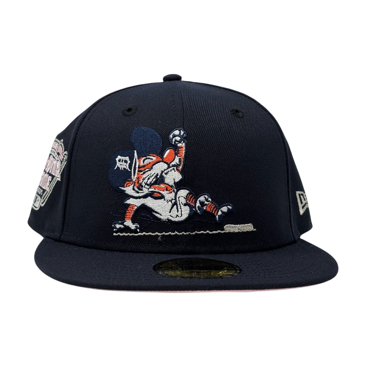 Detroit Tigers 2005 All Star Game Sliding Kitty Pink Brim Fitted Hat-Navy