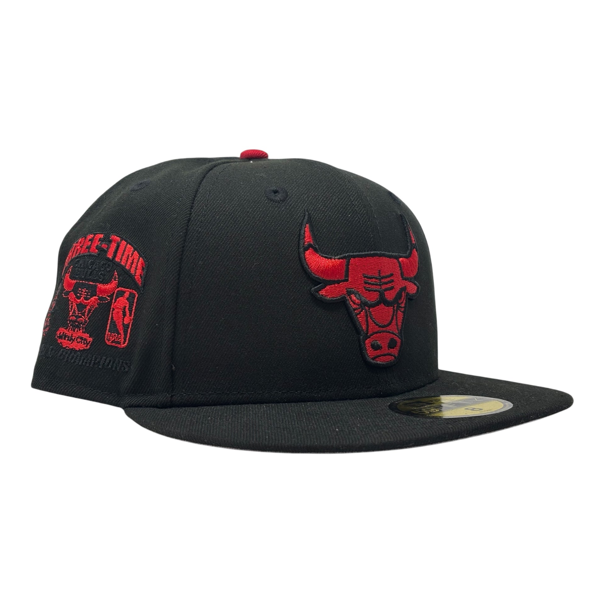 Chicago Bulls Three-Time Champions 59Fifty Cherry Pack Fitted Hat -Black
