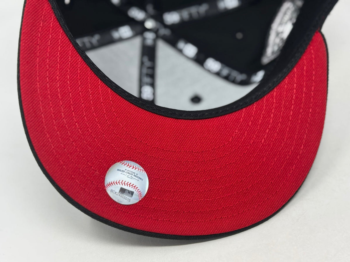 New York Mets 1969 World Series Red Brim Fitted Hats-Black