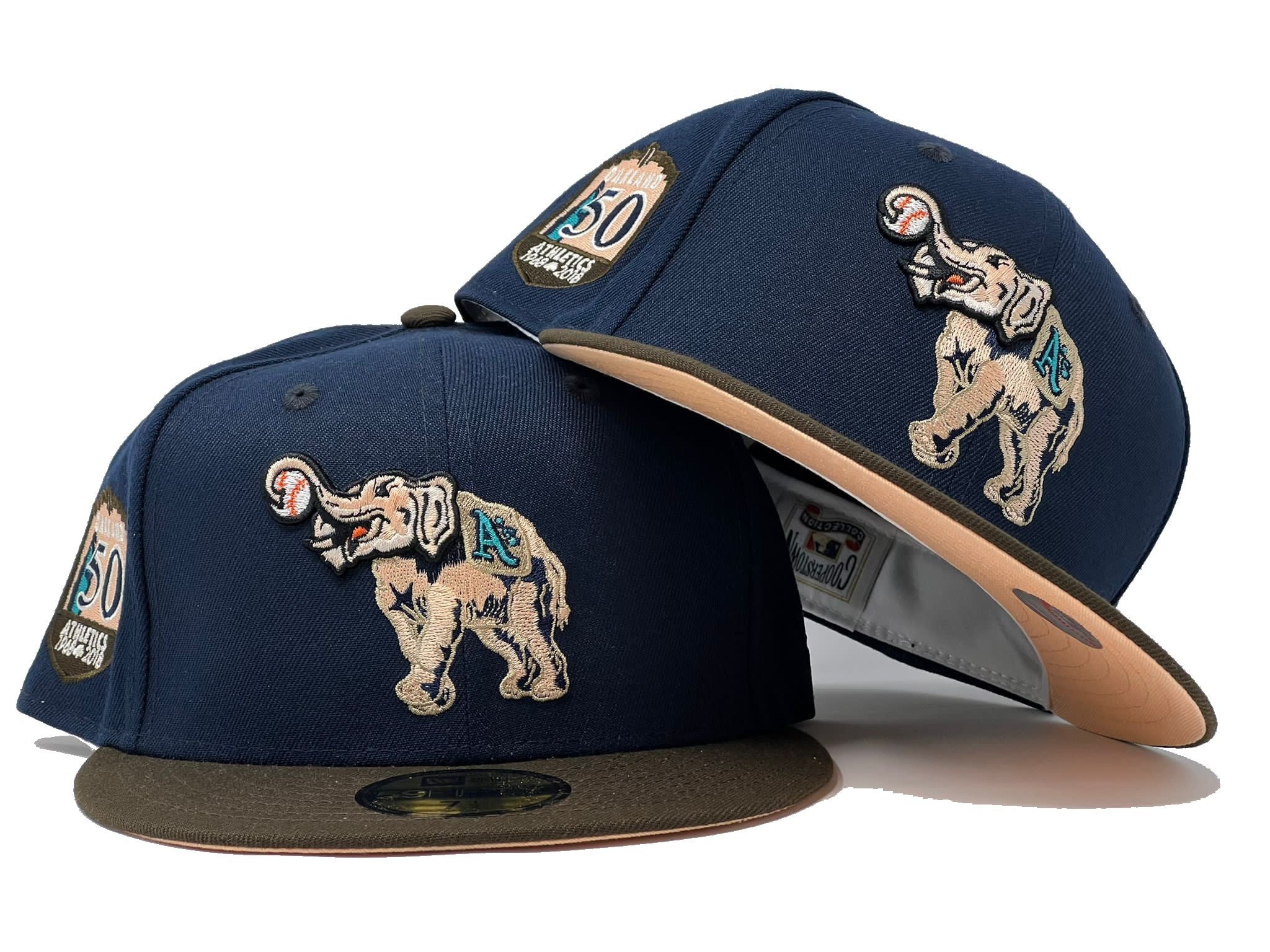 Oakland Athletics 50th Anniversary Peach Brim New Era Fitted Hat