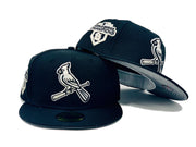 ST. LOUIS CARDINALS 2011 WORLD SERIES CHAMPIONS BLACK 3M REFLECTIVE BRIM "GLOW IN THE DARK"  NEW ERA FITTED HAT TO MATCH JORDAN RETRO 11 JUBILEE 25 ANNIVERSARY