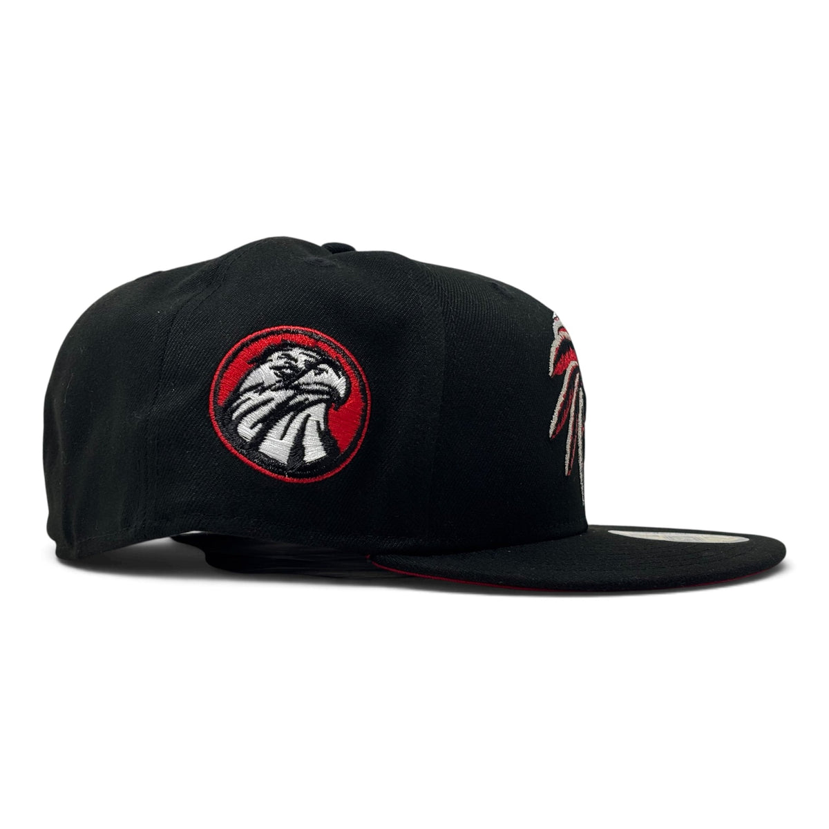 Aztec Skull Warriors Red Brim New Era Fitted Hat- Black