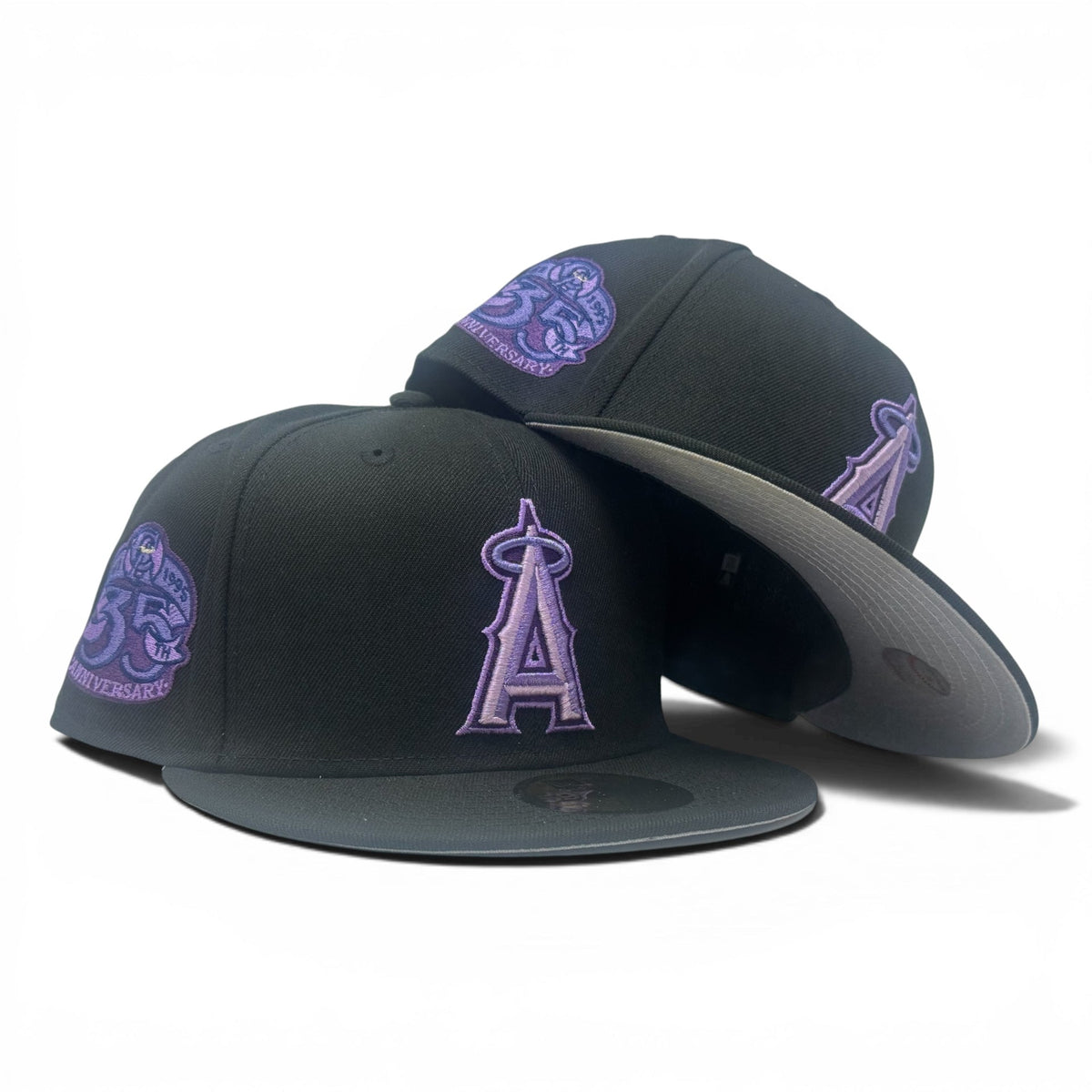Los Angeles Angels 35th Anniversary Grape Pack Fitted Hats-Black