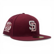 San Diego Padres 25th Anniversary Pink Brim New Era Fitted Hat-Burgundy