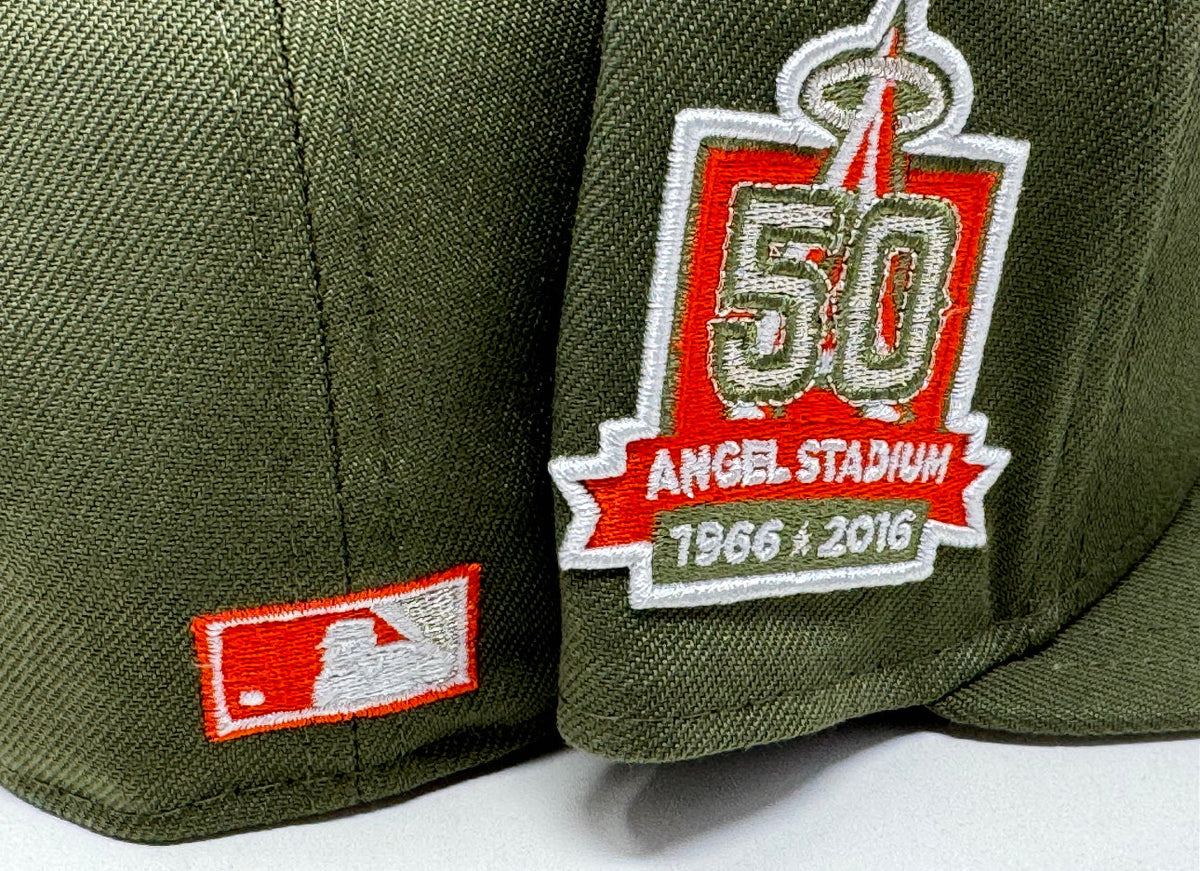 Los Angeles Angels 50th Anniversary Olive green Mascot Logo 59Fifty New Era Fitted Hat