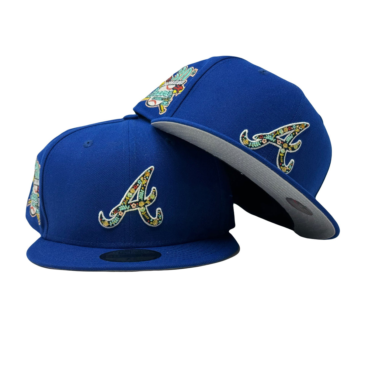 Atlanta Braves 30th Anniversary Floral Pack Light Royal 59Fifty New Era Fitted Hat