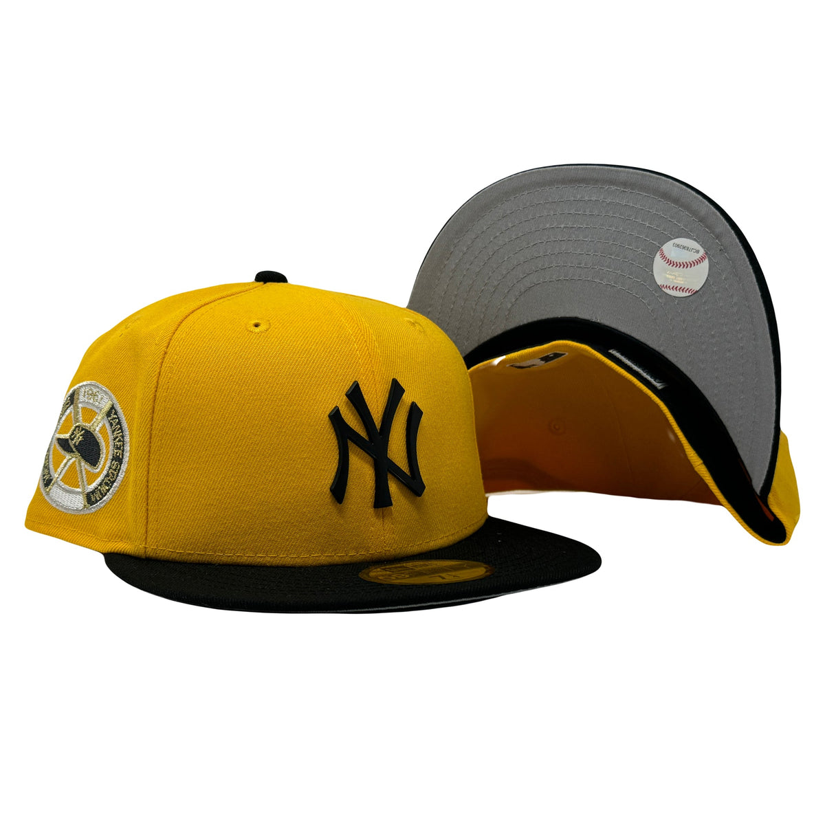 New York Yankees 1961 World Series Taxi Yellow Black Metal Plate Logo 59Fifty New Era Fitted Hat