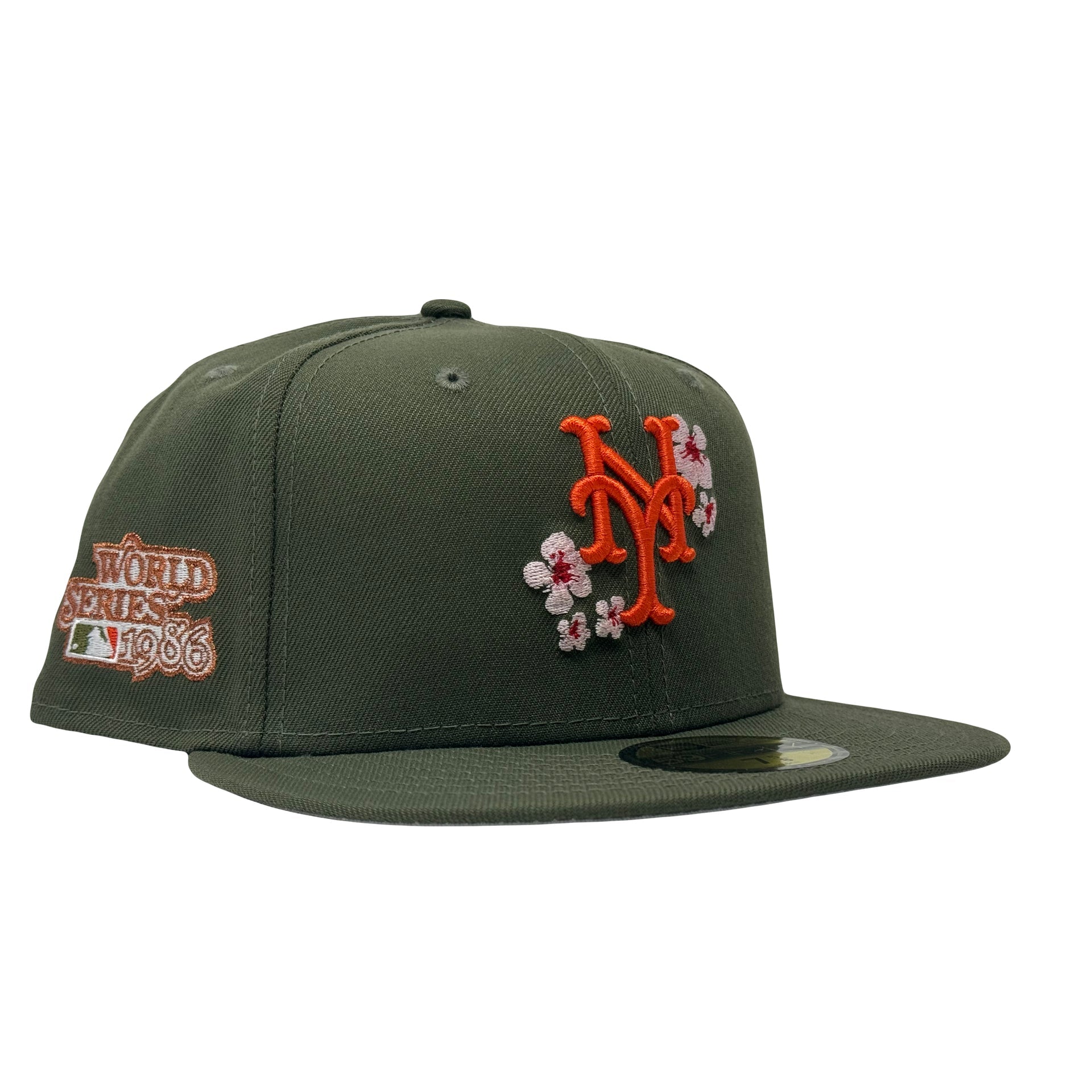 New York Mets 1986 World Series "Cherry Blossom Pack" Olive Green 59Fifty New Era Fitted Hat