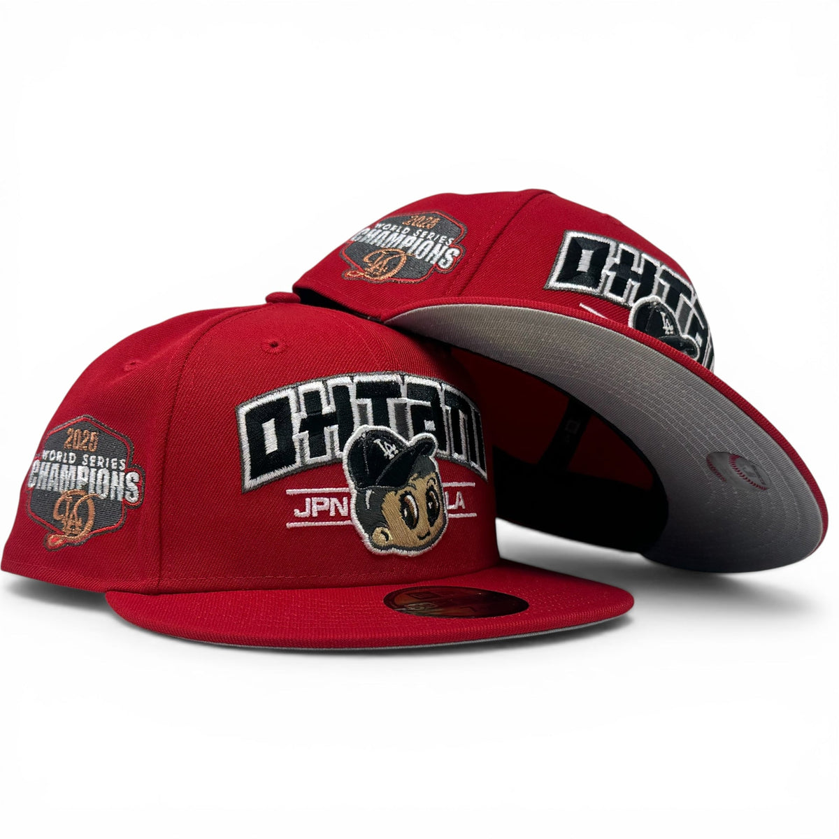 Los Angeles Dodgers 2025 World Series Champions Ohtani Fitted Hats-Red