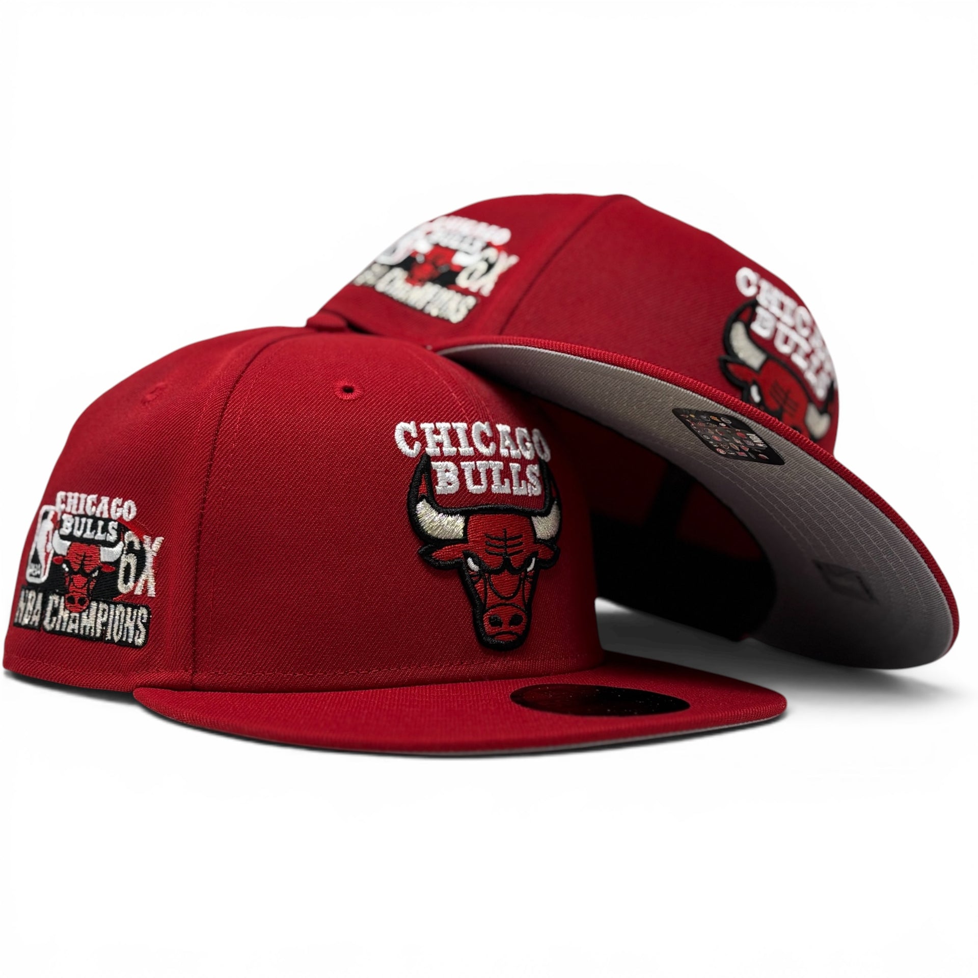 Chicago Bulls 6X NBA Champions Fitted Hat - Red
