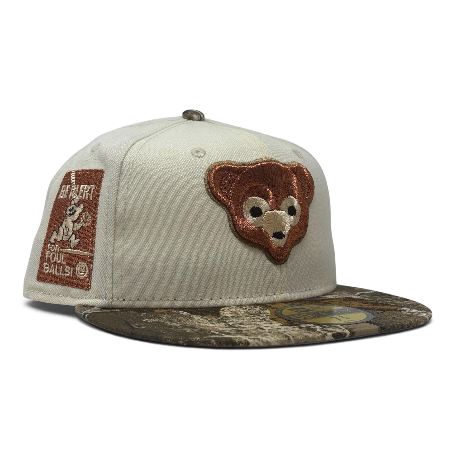 Chicago Cubs Be Alert Foul Ball Logo Fitted Hats-Real Tree