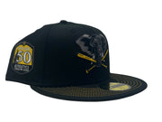 OAKLAND ATHLETICS 50TH ANNIVERSARY "VISOR STITCH" GRAY BRIM NEW ERA FITTED HAT