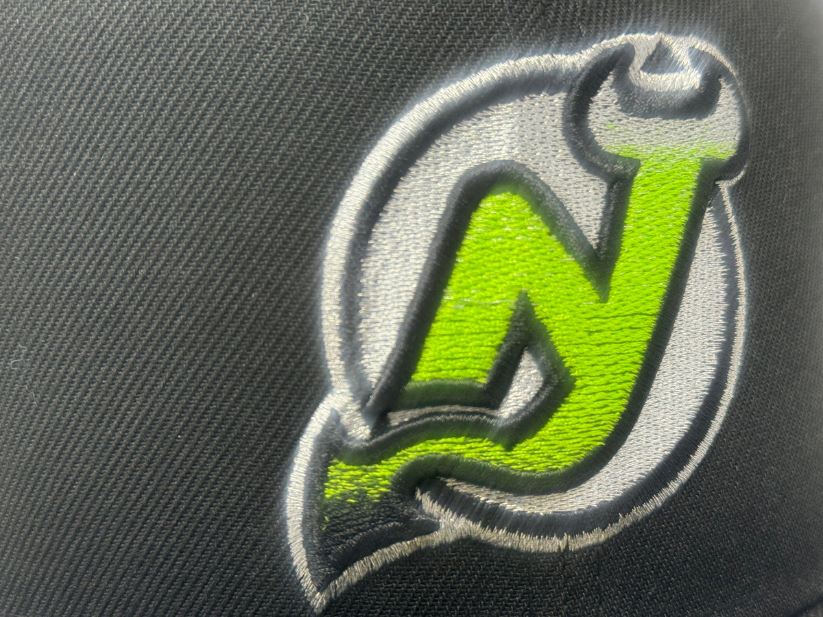New Jersey Devils 25th Anniversary New Era Fitted Hats-Black Lime