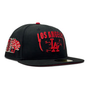 Los Angeles Dodgers 2025 Tokyo Series Red Brim Metallica Logo Fitted Hat