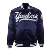 New York Yankees MLB Authentic Satin Jacket- Navy Blue