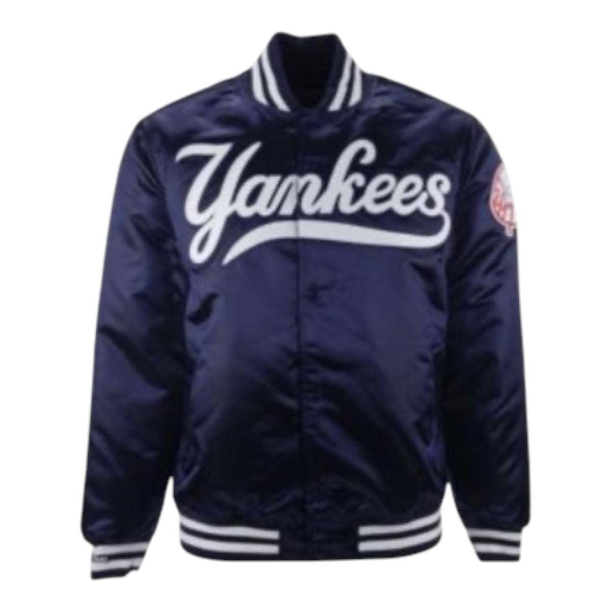 New York Yankees MLB Authentic Satin Jacket- Navy Blue