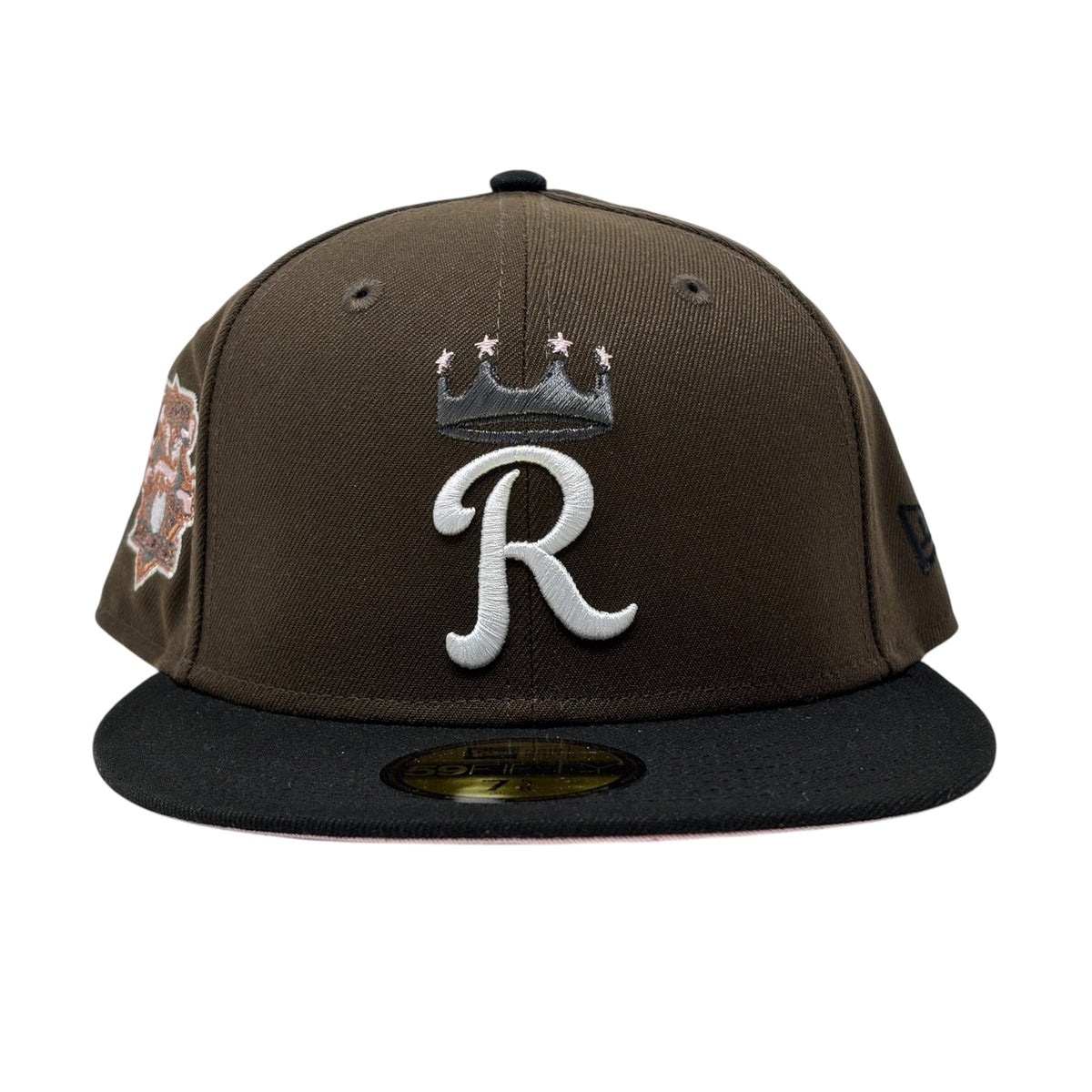 Kansas City Royals 100th Anniversary Pink Brim Fitted Hats-Brown Black