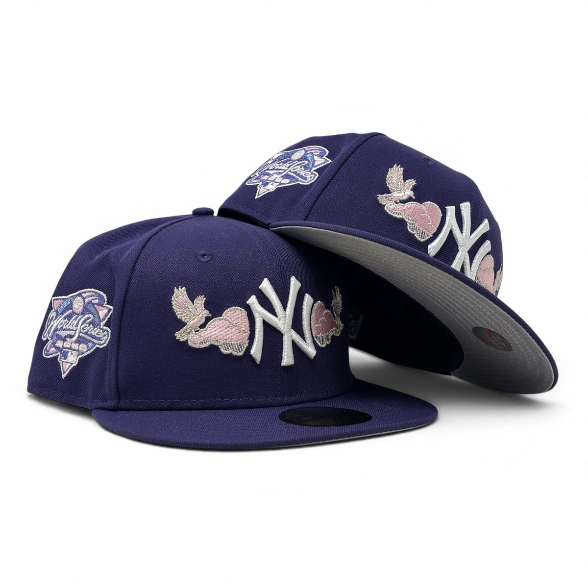 New York Yankees 2000 World Series Bird in the Cloud Fitted Hats-Purple