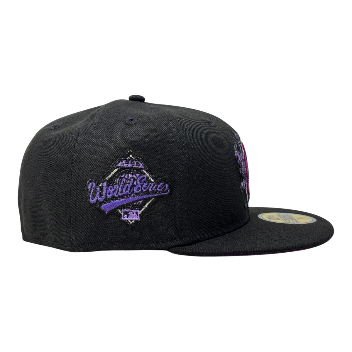 New York Yankees 1996 World Series iconic interlocking Fitted Hats-Black Purple